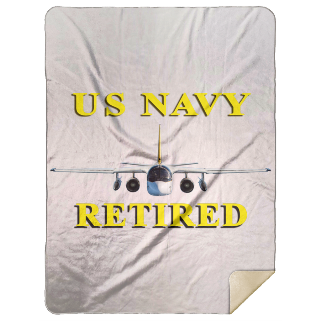 Navy Retired 2 Blanket - Premium Mink Sherpa Blanket 60x80