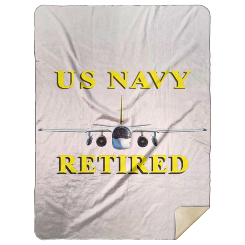 Navy Retired 2 Blanket - Premium Mink Sherpa Blanket 60x80