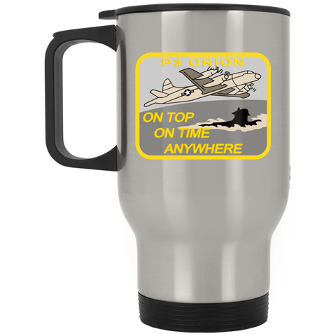 P-3 On Top Silver Stainless Travel Mug