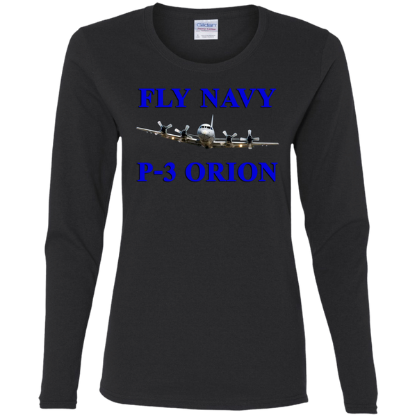 Fly Navy P-3 1 Ladies' Cotton LS T-Shirt