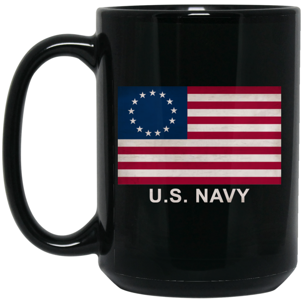 Betsy Ross USN Black Mug - 15oz