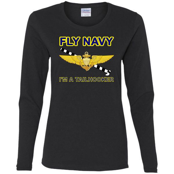 Fly Navy Tailhooker Ladies' Cotton LS T-Shirt