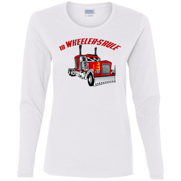 Trucker 18 Wheeler 1 Ladies' Cotton LS T-Shirt