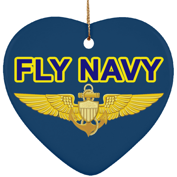 Fly Navy Aviator Ornament - Heart