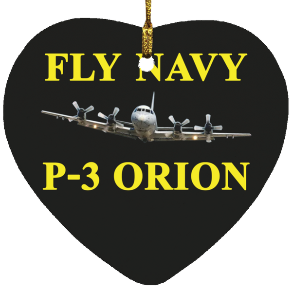 Fly Navy P-3 3 Ornament - Heart