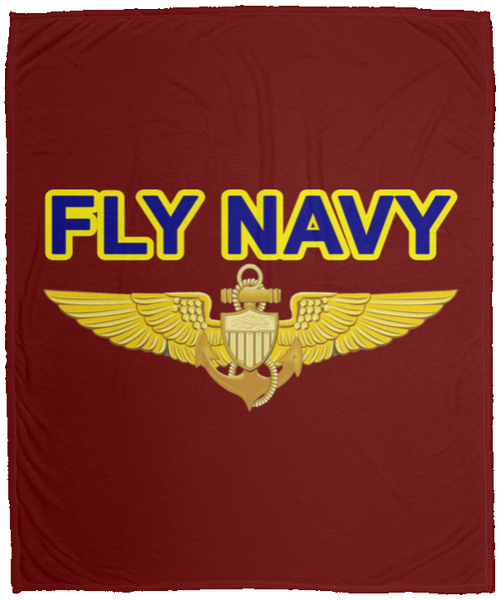 Fly Navy Aviator Blanket - Cozy Plush Fleece Blanket - 50x60