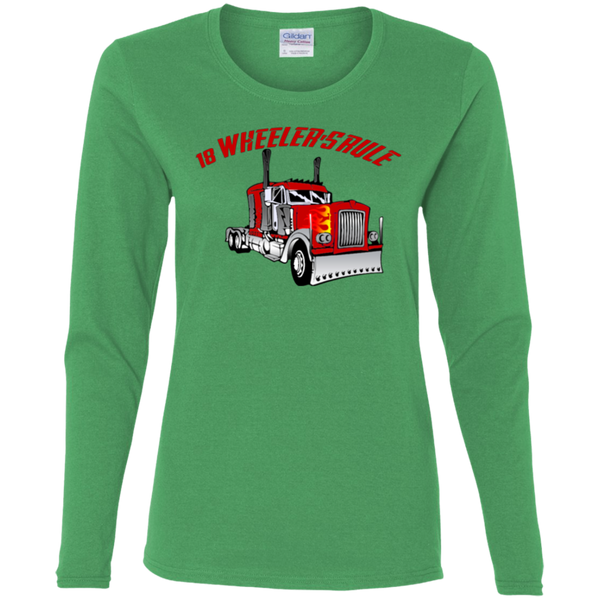 Trucker 18 Wheeler 1 Ladies' Cotton LS T-Shirt