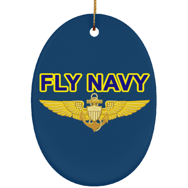 Fly Navy Aviator Ornament - Oval