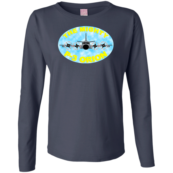 P-3 Orion 8 Mighty P-3 Ladies' LS Cotton T-Shirt