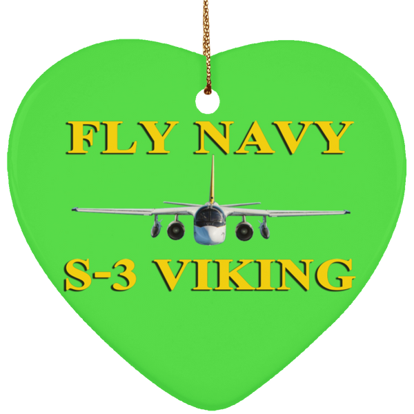 Fly Navy S-3 3 Ornament - Heart