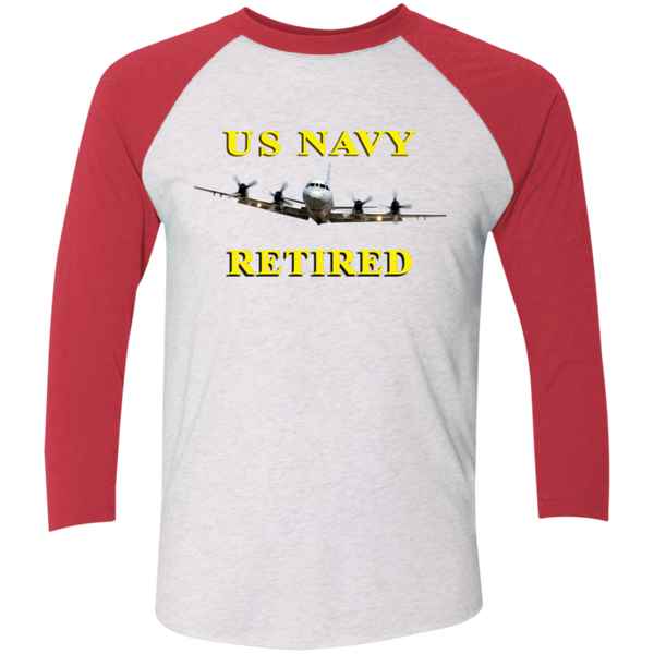 Navy Retired 1 Baseball Raglan T-Shirt