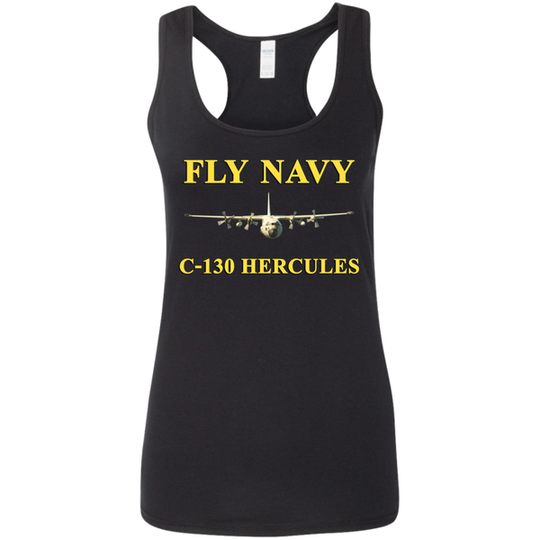 Fly Navy C-130 3 Ladies' Softstyle Racerback Tank