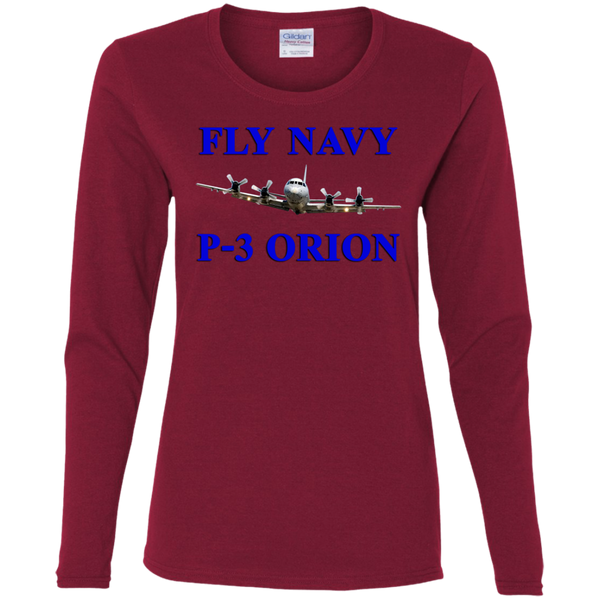 Fly Navy P-3 1 Ladies' Cotton LS T-Shirt