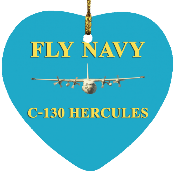 Fly Navy C-130 3 Ornament Ceramic - Heart