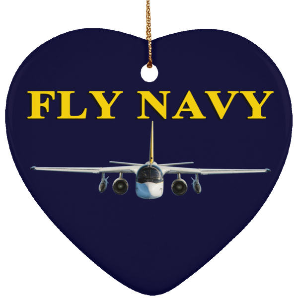 Fly Navy S-3 4 Ornament - Heart