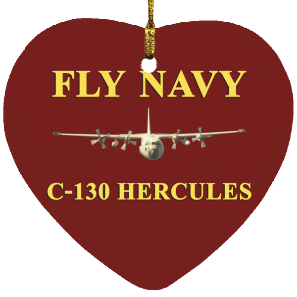 Fly Navy C-130 3 Ornament Ceramic - Heart