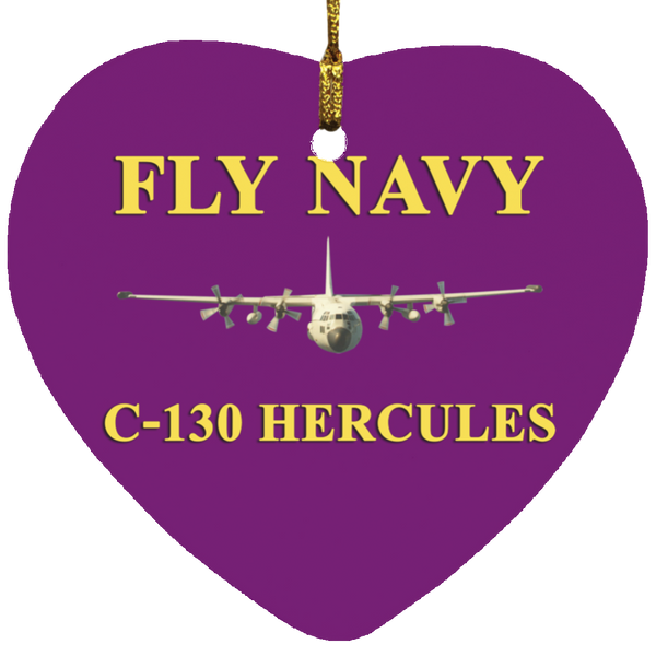 Fly Navy C-130 3 Ornament Ceramic - Heart