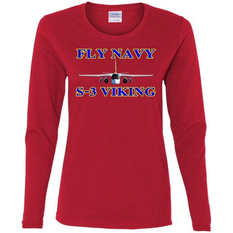 Fly Navy S-3 1 Ladies' Cotton LS T-Shirt