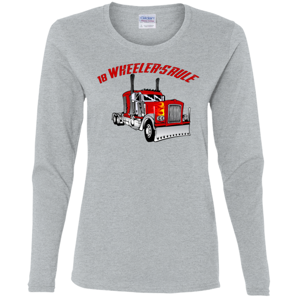 Trucker 18 Wheeler 1 Ladies' Cotton LS T-Shirt