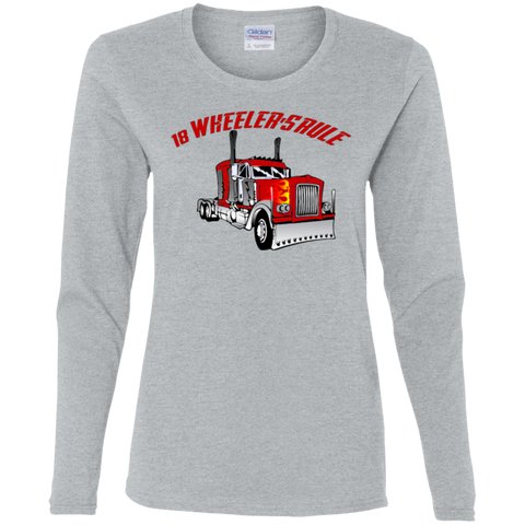 Trucker 18 Wheeler 1 Ladies' Cotton LS T-Shirt