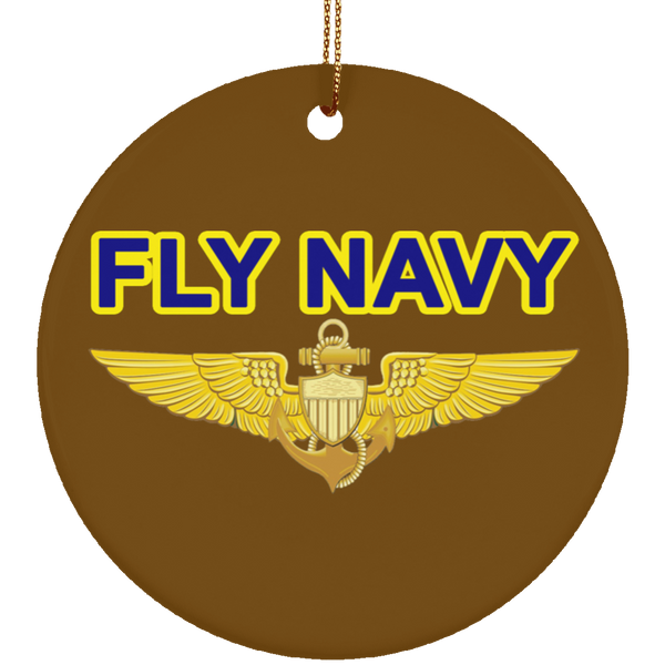 Fly Navy Aviator Ornament - Circle