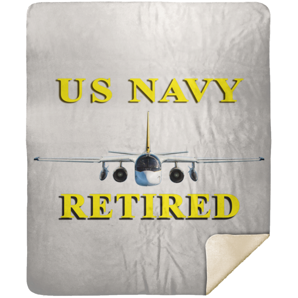 Navy Retired 2 Blanket - Premium Mink Sherpa Blanket 50x60