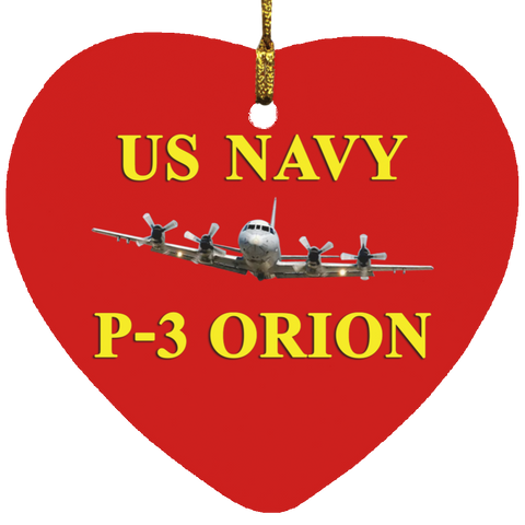 US Navy P-3 3 Ornament Ceramic - Heart