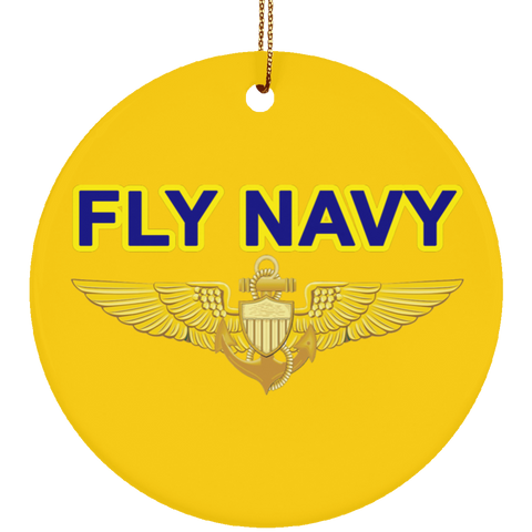 Fly Navy Aviator Ornament - Circle