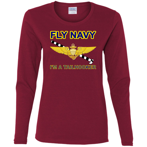 Fly Navy Tailhooker Ladies' Cotton LS T-Shirt