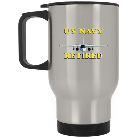 Navy Retired 2 Silver Stainless Travel Mug