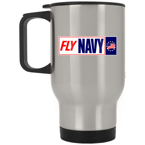 Fly Navy 1 Silver Stainless Travel Mug