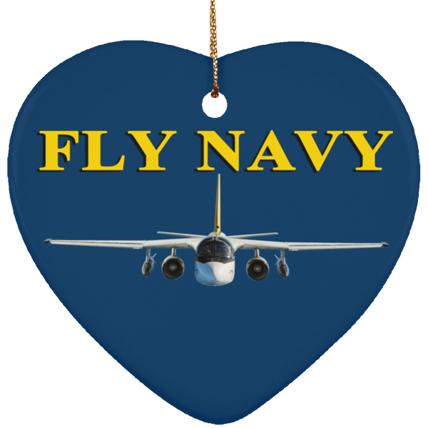 Fly Navy S-3 4 Ornament - Heart