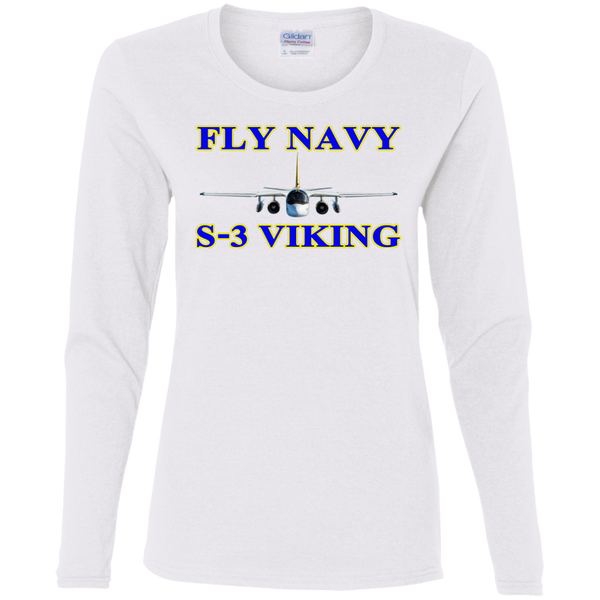 Fly Navy S-3 1 Ladies' Cotton LS T-Shirt