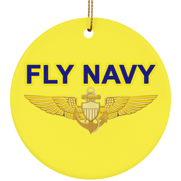 Fly Navy Aviator Ornament - Circle