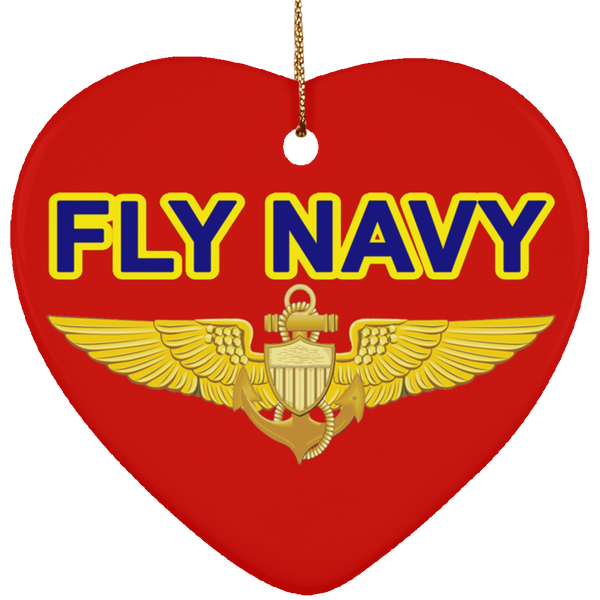 Fly Navy Aviator Ornament - Heart