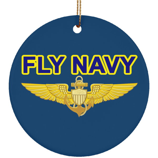 Fly Navy Aviator Ornament - Circle