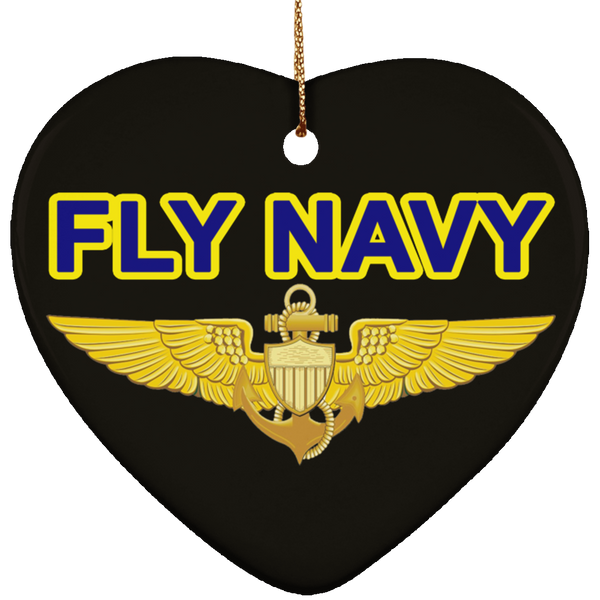 Fly Navy Aviator Ornament - Heart