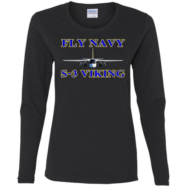 Fly Navy S-3 1 Ladies' Cotton LS T-Shirt