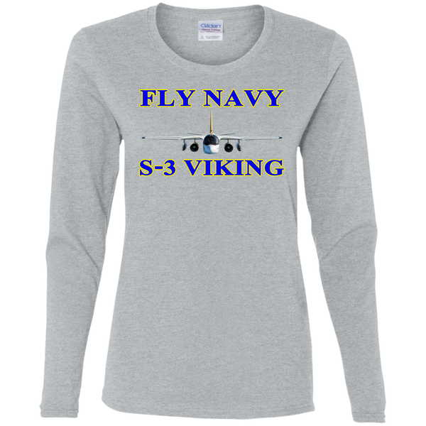 Fly Navy S-3 1 Ladies' Cotton LS T-Shirt