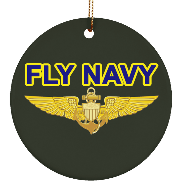 Fly Navy Aviator Ornament - Circle