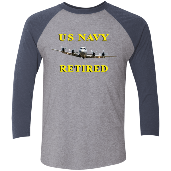 Navy Retired 1 Baseball Raglan T-Shirt