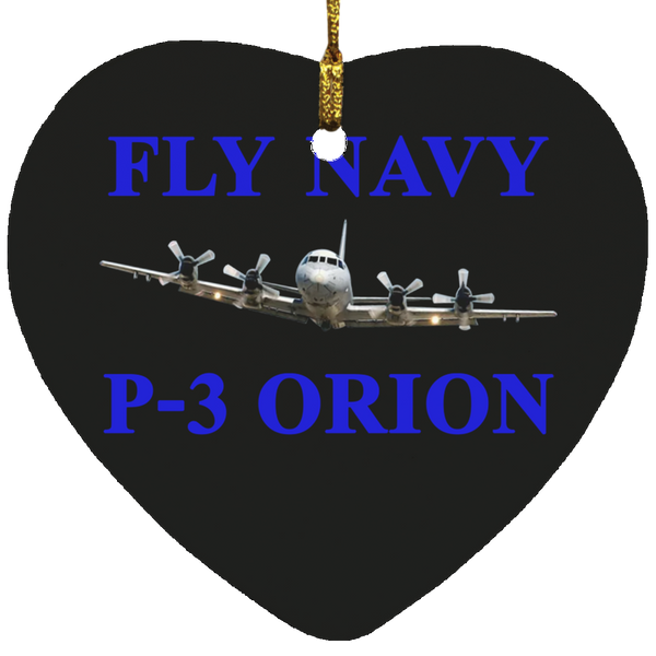 Fly Navy P-3 1 Ornament - Heart