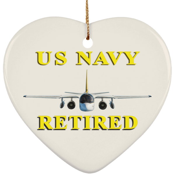Navy Retired 2 Ornament - Heart