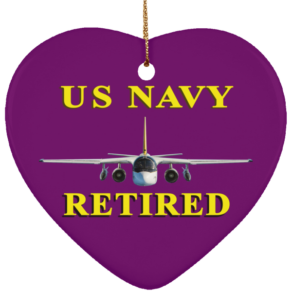 Navy Retired 2 Ornament - Heart