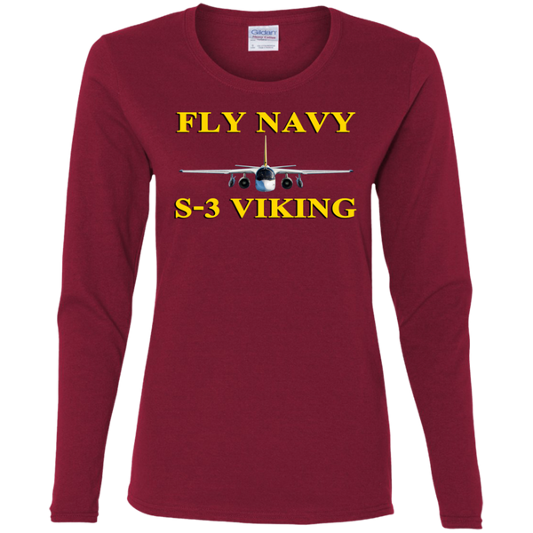 Fly Navy S-3 3 Ladies' Cotton LS T-Shirt