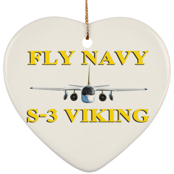 Fly Navy S-3 3 Ornament - Heart