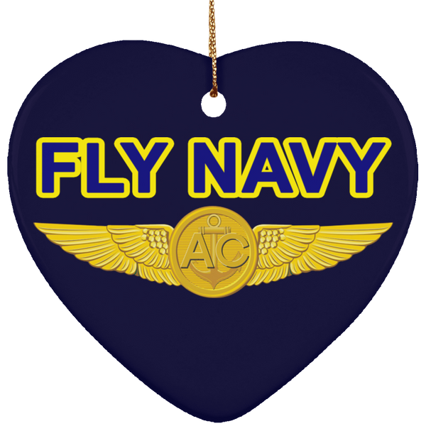 Fly Navy Aircrew Ornament - Heart