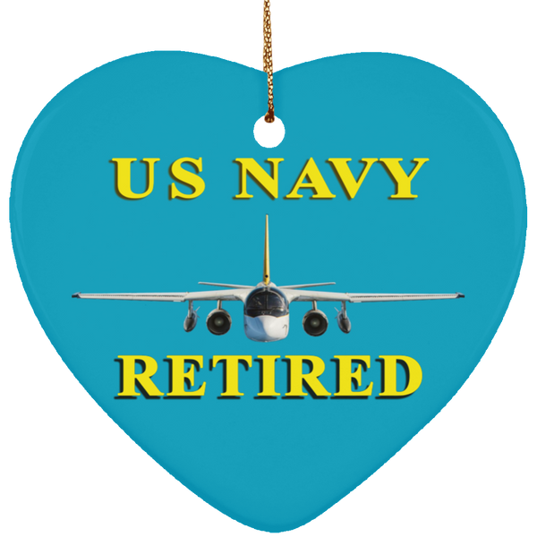 Navy Retired 2 Ornament - Heart