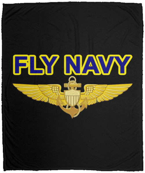 Fly Navy Aviator Blanket - Cozy Plush Fleece Blanket - 50x60