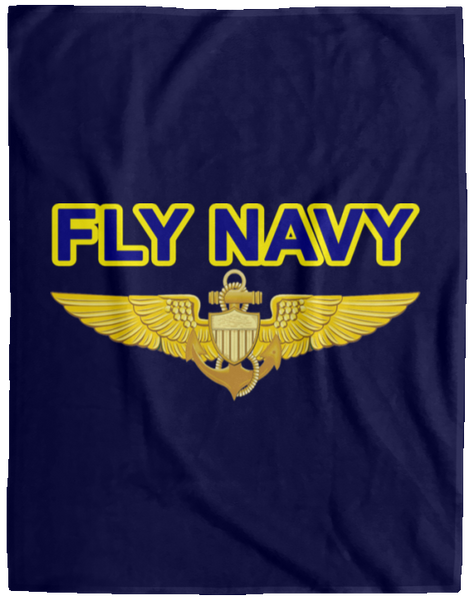 Fly Navy Aviator Blanket - Cozy Plush Fleece Blanket - 60x80